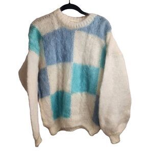 Mohair By Tam O' Shanter Vintage Colorblock Sweater Made In Great Britain Extrem